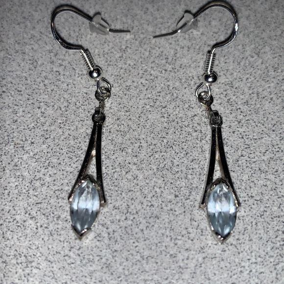 Avon Jewelry - Vintage Avon Sky Blue Marquis Stone Dangle Pierced Earrings
